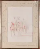 Trois cavaliers by Victor Sarfati, Aquarelle sur trait de crayon, sold Apr 2022