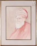 Portrait d'homme au turban by Victor Sarfati, Aquarelle sur trait de crayon, sold Apr 2022
