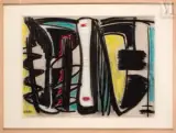 Composition by Gérard Ernest Schneider, 1948, Crayon gras, pastel et fusain sur papier, sold Mar 2022