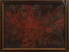 Composition by Roger Edgar Gillet, 1958, Huile sur toile, sold Mar 2022