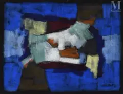 Composition by Francis Bott, 1959, Pastel sur papier, sold Mar 2022