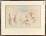 Grupo folclorico by Roberto Matta, Pastel et fusain sur papier BFK Rives, sold Mar 2022