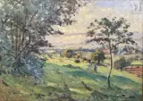 Promenade dans un paysage verdoyant by Emmanuel de La Villéon, 1895, Huile sur toile, sold Feb 2022