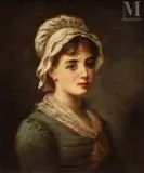 Portrait de jeune fille by Fedor Petrovich Chumakov, Huile sur toile, sold Feb 2022