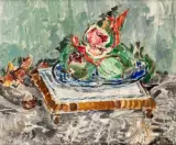Figues dans une assiette bleue by Oleksa Hryshchenko, Huile sur panneau, sold Feb 2022