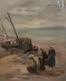 Les bretonnes by Aizik Feder, Huile sur toile, sold Feb 2022