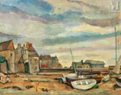 Le port de Roscoff by Eugène Konopatzky, Huile sur toile, sold Feb 2022