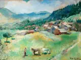 Les chevaux dans la vallée by Vera Rockline, Huile sur toile, sold Feb 2022