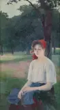 Après la cueillette des fleurs by Michel Korochansky, Huile sur toile, sold Feb 2022
