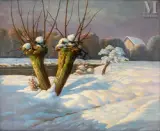 Paysage enneigé by Boris Bessonov, Huile sur toile, sold Feb 2022