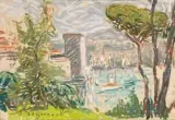 Vue du fort Saint Jean à Marseille by Auguste Pégurier, Pastel, sold Jan 2022