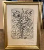 Bouquet de fleurs by Angelina Beloff, Crayon sur papier, sold Dec 2021