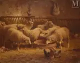 Les moutons à l'étable by Max Breu, Huile sur toile d'origine, sold Dec 2021