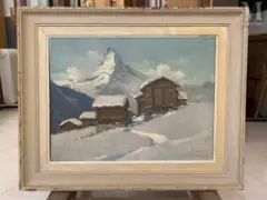 Chalets devant le mont Cervin by Charles Henry Contencin, Huile sur toile d'origine, sold Dec 2021