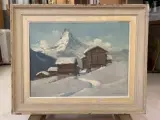 Chalets devant le mont Cervin by Charles Henry Contencin, Huile sur toile d'origine, sold Dec 2021