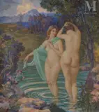 Nymphes au bois by Louis Endres, Huile sur toile d'origine, sold Dec 2021
