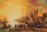 Sur les rives du Bosphore, Constantinople by Auguste Aristide Constantin, Aquarelle, sold Dec 2021