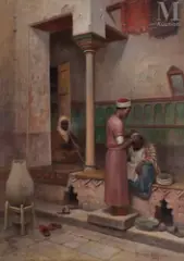 Le barbier by Frans Odelmark, Huile sur toile d'origine, sold Dec 2021