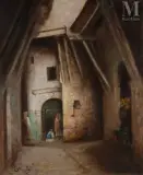 Dans la ruelle by Joseph Sintès, Huile sur toile, sold Dec 2021