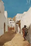 Musicien de rue à Tanger by Emili Sivillà Torres, Huile sur toile marouflée sur carton, sold Dec 2021
