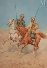 Les cavaliers by Giuseppe Gabani, Aquarelle, sold Dec 2021