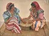 Fatimah et Manoubia by Alexandre Roubtzoff, Huile sur toile d'origine, sold Dec 2021