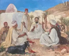 Assemblée d'hommes by Emile Deckers, Huile sur toile, sold Dec 2021