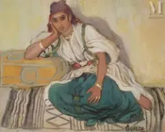 Jeune femme au repos, Olympia by André Suréda, Gouache, sold Dec 2021