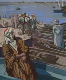 Embarquement à Salé by Mathilde Arbey, Pastel, sold Dec 2021