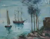 Devant Sainte Monique by Antonio Corpora, Huile sur toile d'origine, sold Dec 2021