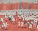Cérémonie d'Allégeance by Hassan El Glaoui, Gouache sur carton fort, sold Dec 2021