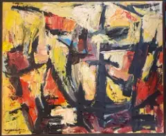 Composition by Roger Weiss, Huile sur toile, sold Dec 2021