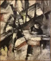 Composition by Ezechiel Baroukh, Huile sur toile, sold Dec 2021