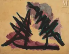 Composition by Robert Helman, Huile sur toile, sold Dec 2021