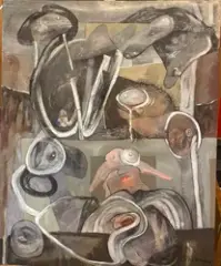 L'oiseau aveugle by Jacques Chemay, 1964, Huile sur toile, sold Dec 2021