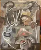 L'oiseau aveugle by Jacques Chemay, 1964, Huile sur toile, sold Dec 2021