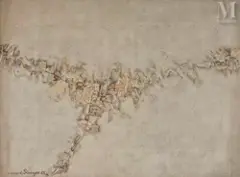 Composition by Gérard Singer, 1962, Huile sur toile, sold Dec 2021