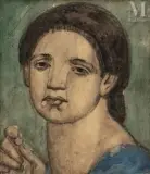 Portrait de jeune fille à la perle by Jules Oury dit Marcel-Lenoir, 1910, Aquarelle, sold Nov 2021