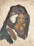 Autoportrait sur fond blanc by Jules Oury dit Marcel-Lenoir, 1920, Huile sur toile sans châssis, sold Nov 2021