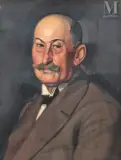 Portrait d’homme à la moustache by Jules Oury dit Marcel-Lenoir, vers 1920, Huile sur toile d'origine, sold Nov 2021