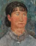 Jeune femme, famille Fumet by Jules Oury dit Marcel-Lenoir, vers 1920, Aquarelle et gouache sur traits de crayon, sold Nov 2021