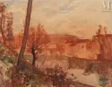 Vue automnale de Montauban by Jules Oury dit Marcel-Lenoir, 1905, Aquarelle et gouache sur papier, sold Nov 2021