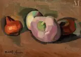 Nature morte aux navets et à l’oignon by Jules Oury dit Marcel-Lenoir, 1919, Huile sur papier marouflée sur panneau, sold Nov 2021