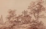 Maison dans un paysage italien by Jean-Baptiste Marie Pierre, Sanguine brûlée, sold Nov 2021