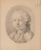 Portrait de jeune homme en buste by Pierre-Alexandre Wille, Crayon noir et estompe, sold Nov 2021