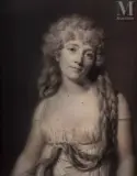 Portrait en buste de Maria Elisabeth Laregnère, née Baelde by Jean-Baptiste Jacques Augustin, 1799, Crayon noir, estompe et rehauts de gouache blanche, sold Nov 2021