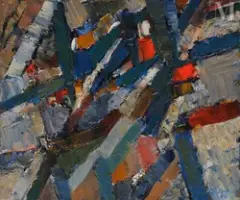 Composition by Jacques Germain, 1958, Huile sur toile, sold Nov 2021
