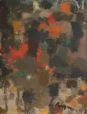 Composition by Camille Bryen, 1959, Huile sur toile, sold Nov 2021