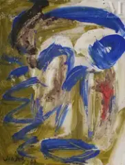 Composition by Oswaldo Vigas, 1963, Huile sur toile, sold Nov 2021