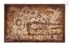 Terre Torrefiée by Key Sato, 1962, Huile sur toile, sold Nov 2021